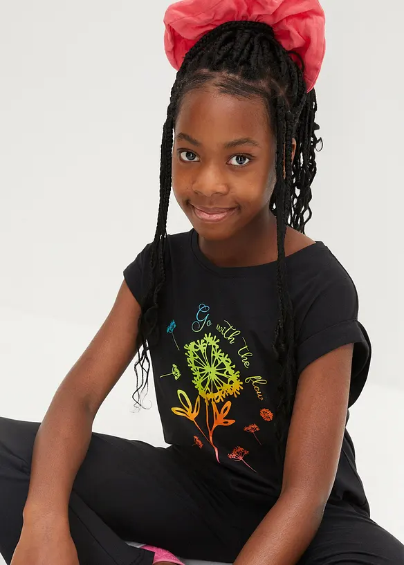 T-shirt e leggings flared con cotone biologico (set 2 pezzi), bonprix