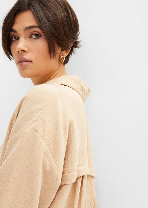 Camicetta lunga oversize in mussola, bonprix