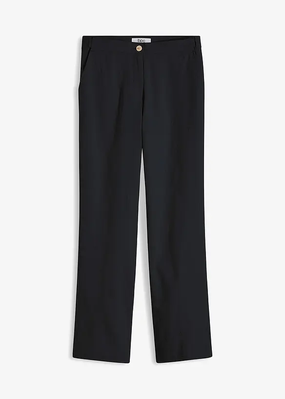 Pantaloni in misto lino e viscosa, vita alta, bonprix