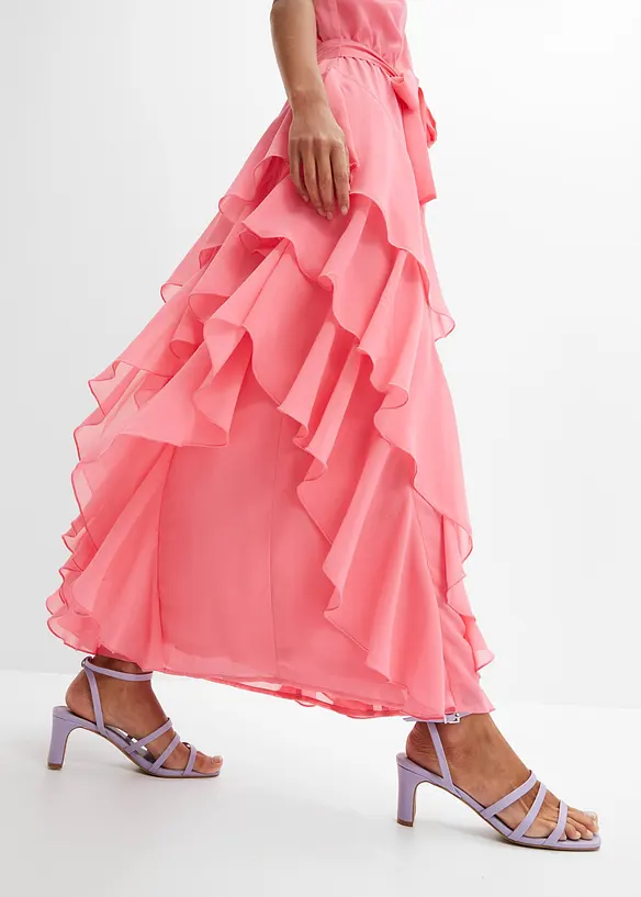 Abito in chiffon con volant, bonprix
