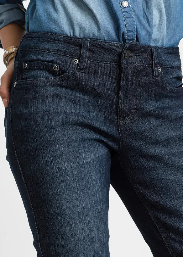 Jeans bootcut elasticizzati, vita media, bonprix