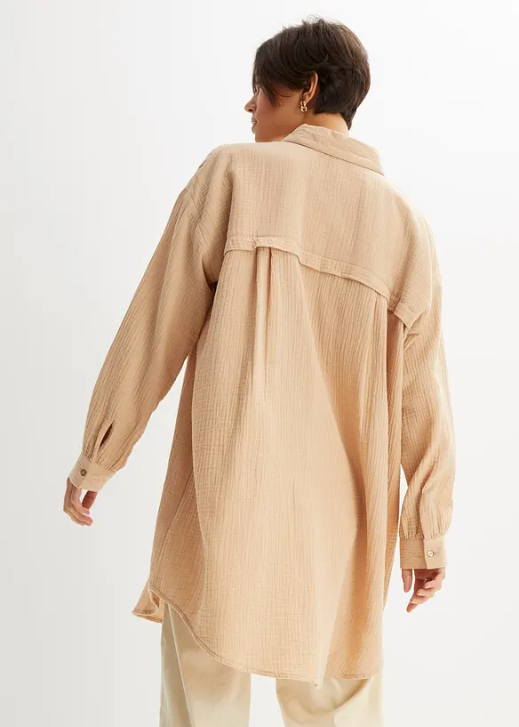 Camicetta lunga oversize in mussola, bonprix