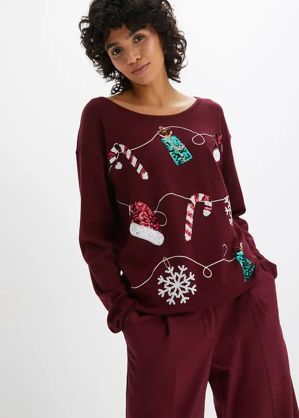 Maglione natalizio in filato fine, bonprix
