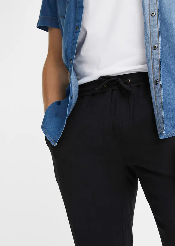 Pantaloni in mussola con elastico in vita regular fit, tapered, bonprix