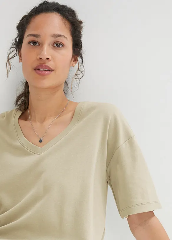 Abito t-shirt oversize con scollatura a V (pacco da 2), bonprix