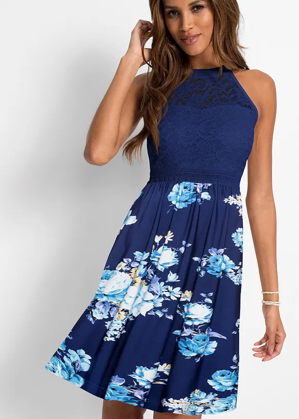 Abito di jersey con pizzo, bonprix
