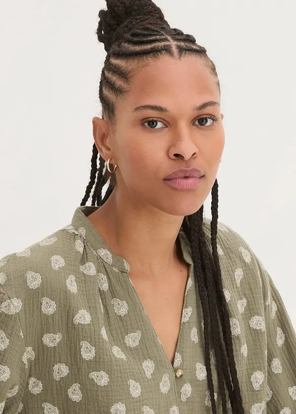 Blusa oversize in mussola fantasia, bonprix