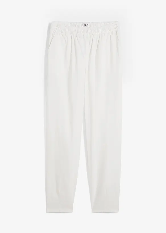 Pantaloni in misto lino e cotone, vita alta, bonprix