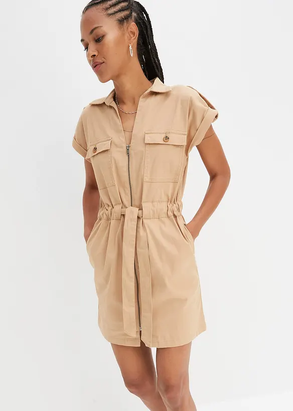 Abito in twill di misto cotone elasticizzato, bonprix