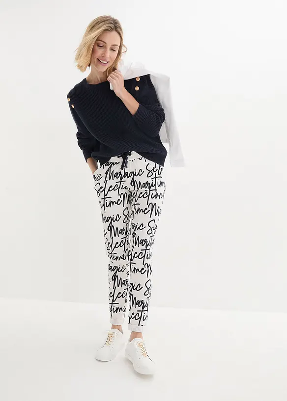 Pantaloni stampati con elastico in vita, bonprix