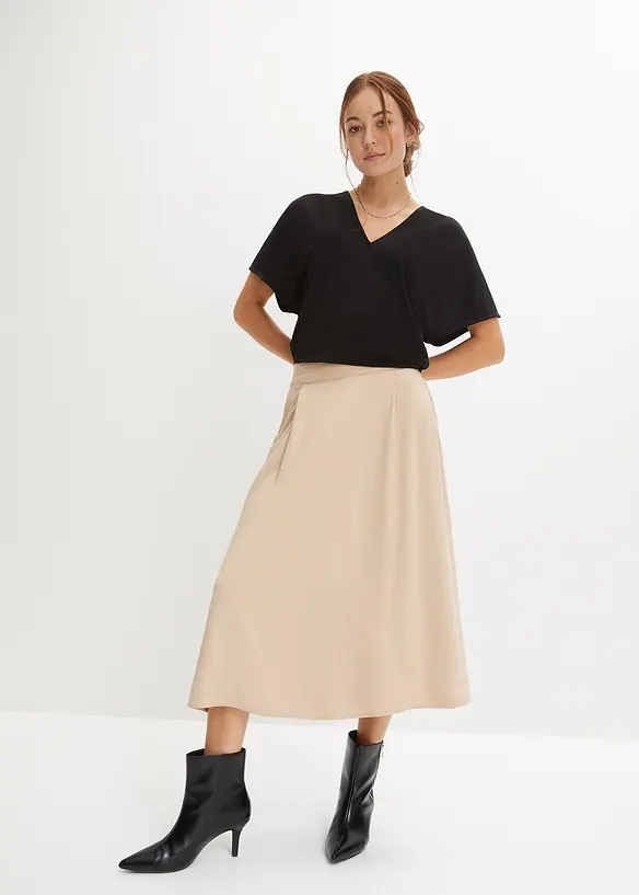 Gonna midi con cinta comoda, bonprix