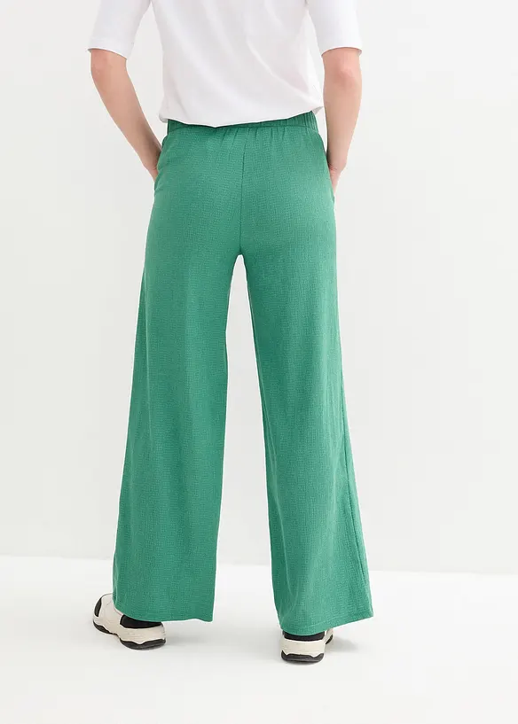 Pantaloni a palazzo in jersey operato, vita alta, bonprix