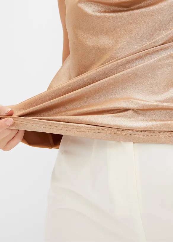 Top lucido con scollatura a cascata, bonprix