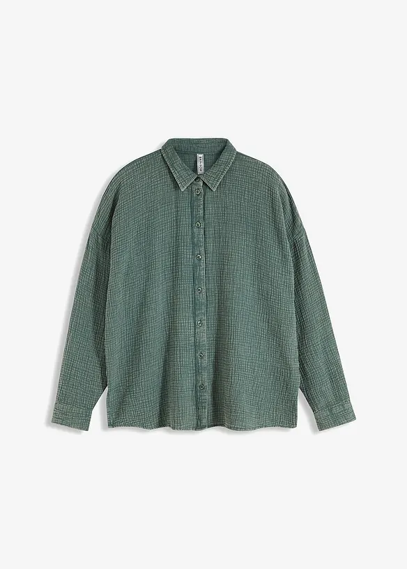 Camicia larga in mussola effetto used, bonprix