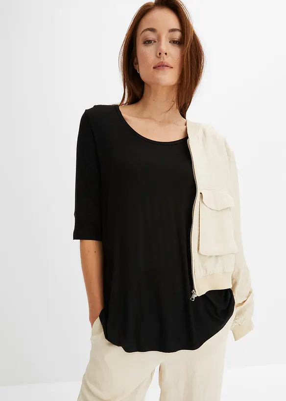 Maglia con scollo rotondo in viscosa morbida, bonprix