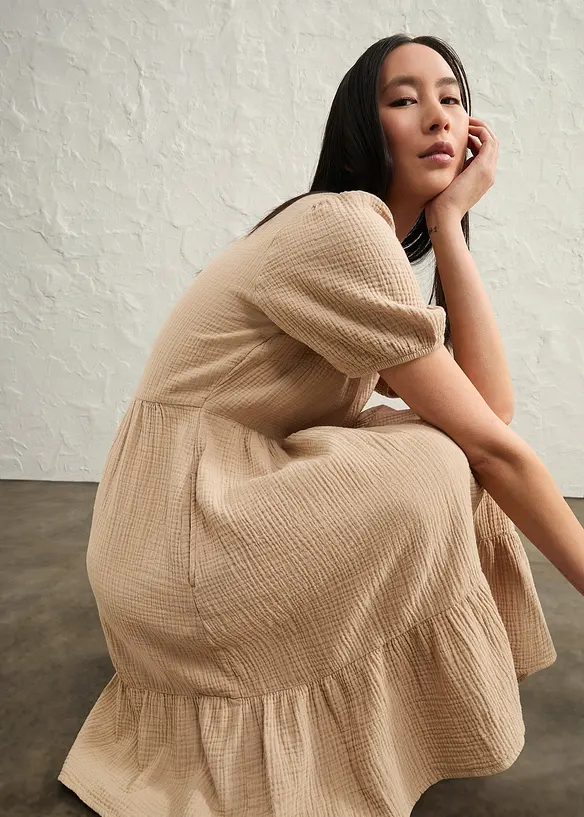 Abito oversize in mussola di cotone, bonprix