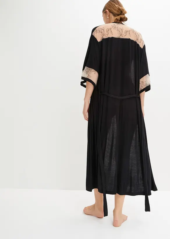 Kimono lungo in viscosa con ricami, bonprix