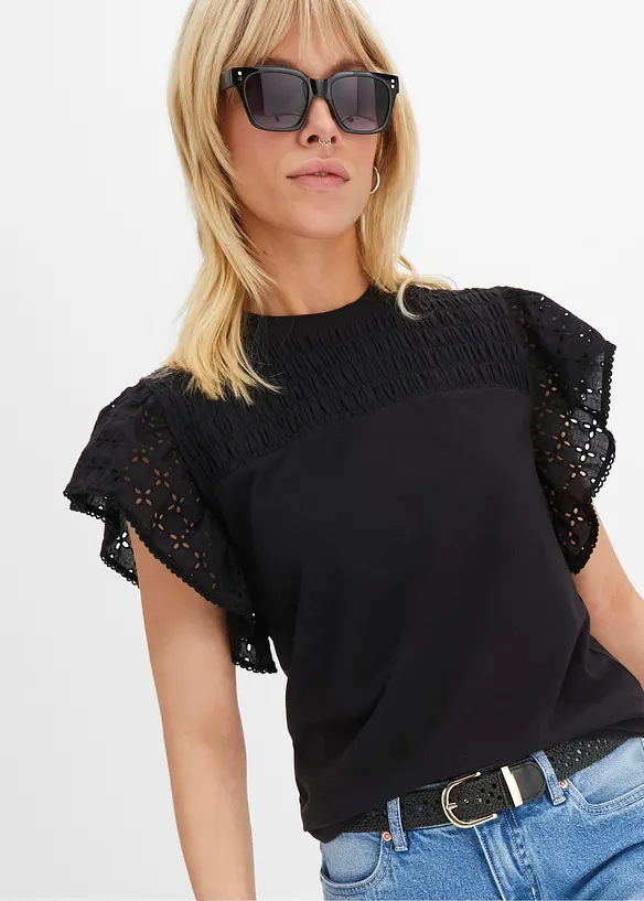 Maglia con ricami traforati, bonprix