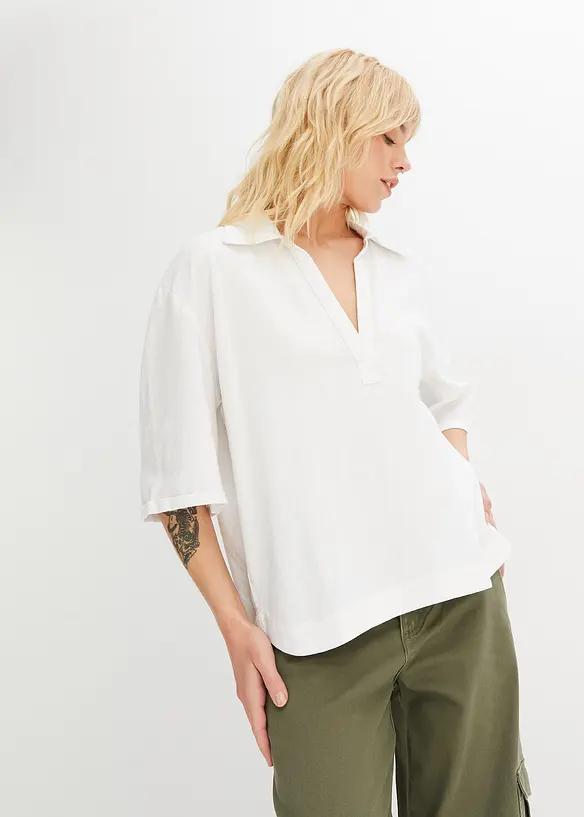 Blusa in misto lino e viscosa fresco, bonprix