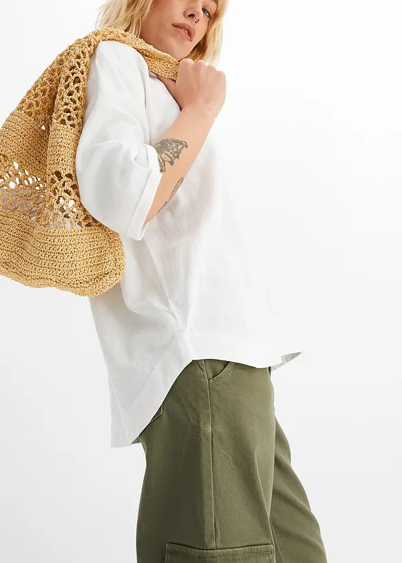 Blusa in misto lino e viscosa fresco, bonprix