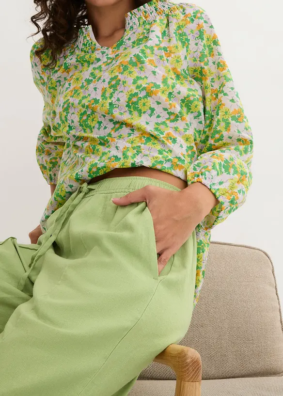 Pantaloni a palazzo in misto lino e viscosa leggero, bonprix