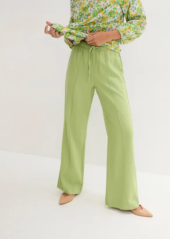 Pantaloni a palazzo in misto lino e viscosa leggero, bonprix