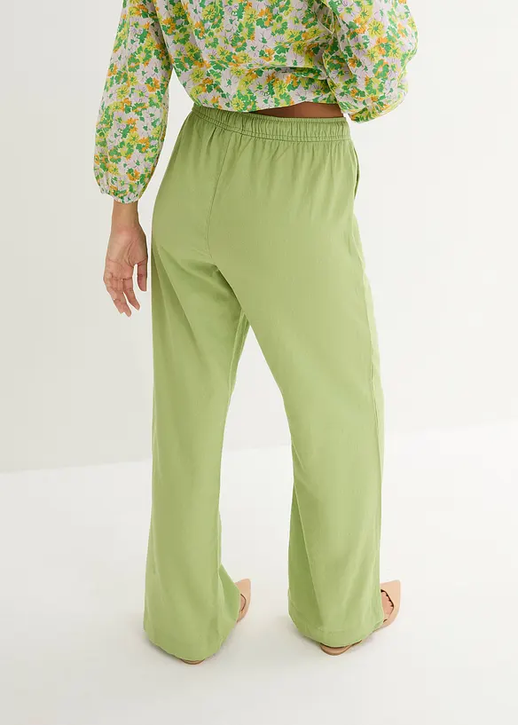 Pantaloni a palazzo in misto lino e viscosa leggero, bonprix