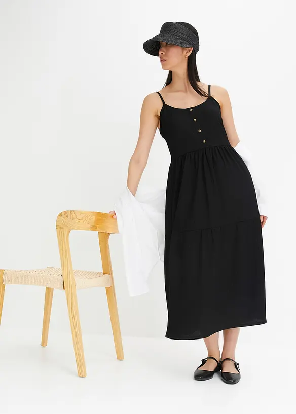 Abito di jersey con volant e abbottonatura decorativa, bonprix