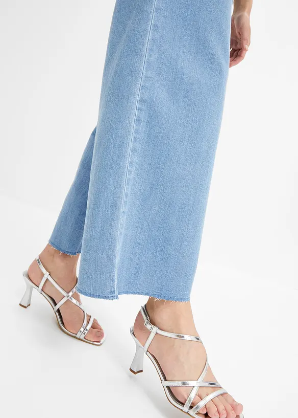 Jeans cropped wide leg, vita alta, bonprix