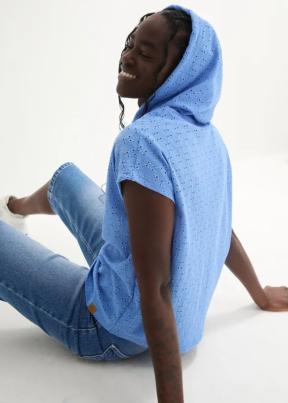 Maglia serafino con cappuccio, bonprix