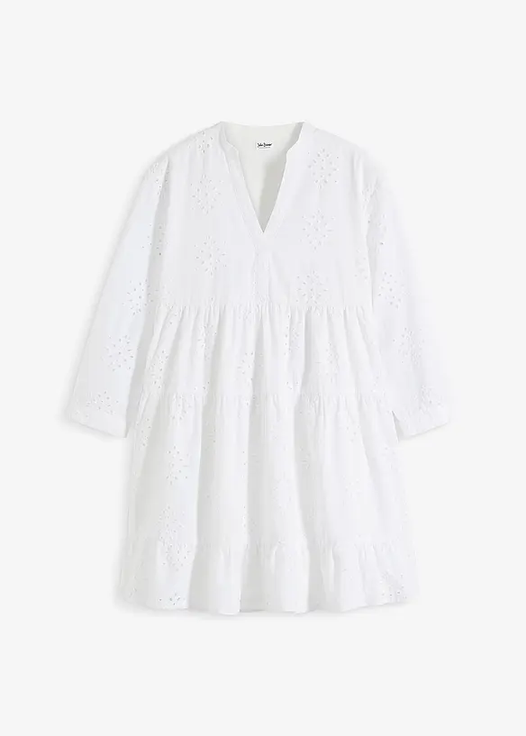 Abito tunica con ricami traforati, bonprix