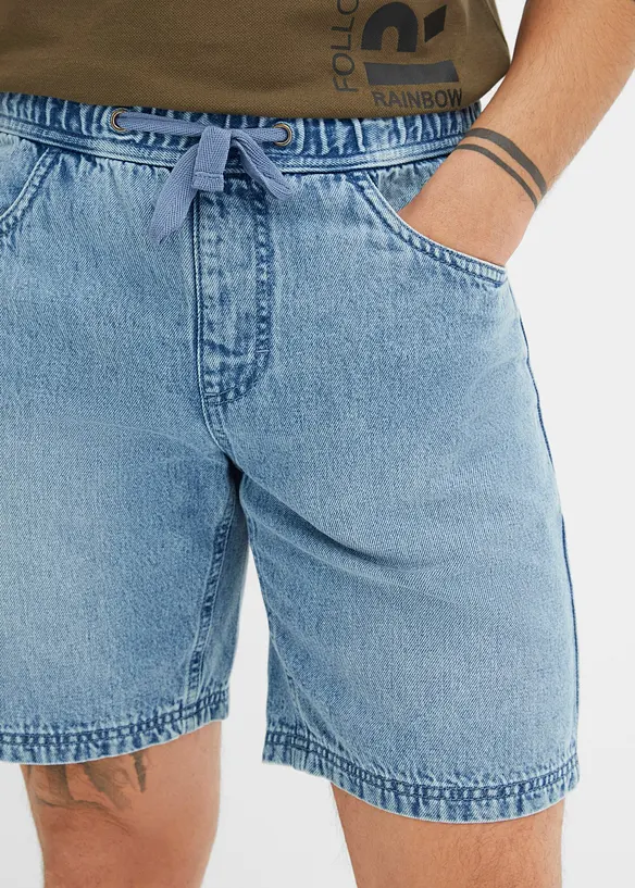 Bermuda di jeans con elastico in vita, regular fit, bonprix