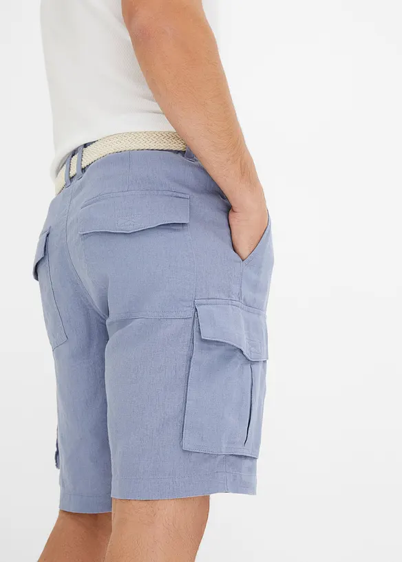 Bermuda cargo in misto lino con cintura, regular fit, bonprix