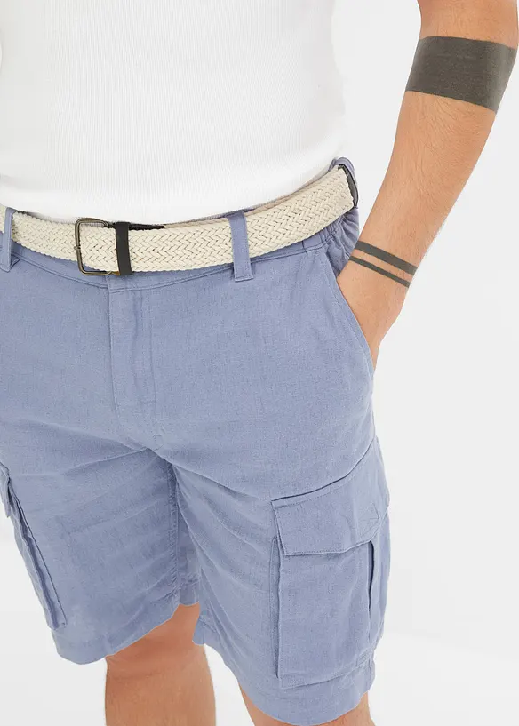Bermuda cargo in misto lino con cintura, regular fit, bonprix