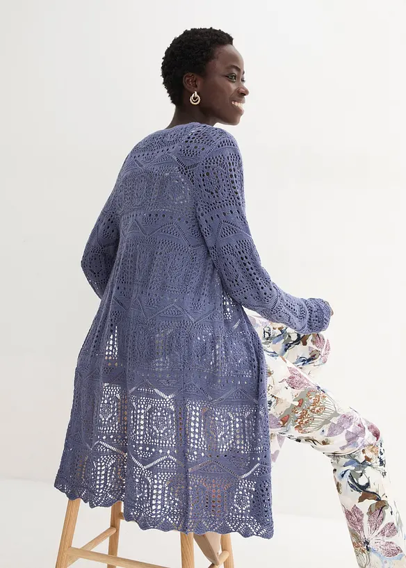 Cardigan lungo traforato, bonprix