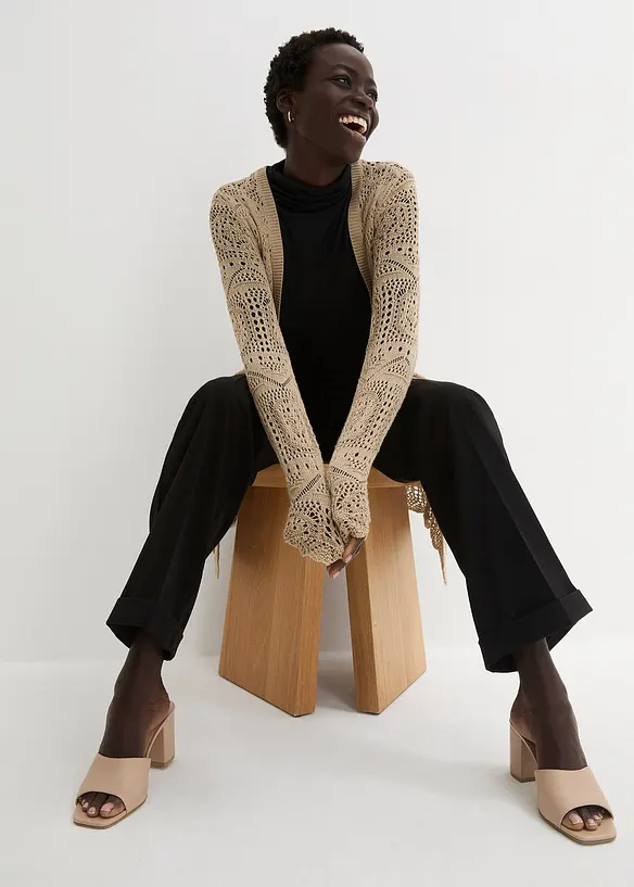 Cardigan lungo traforato, bonprix