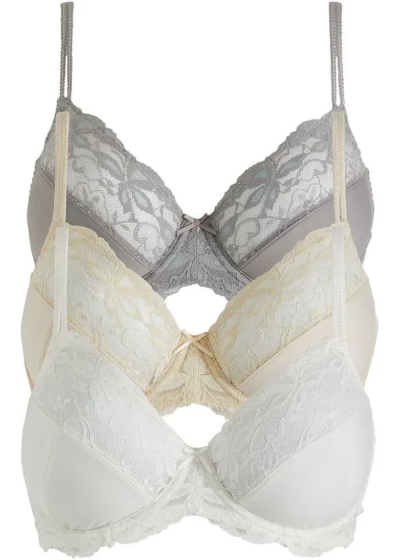 Reggiseno con ferretto e pizzo delicato (pacco da 3), bonprix