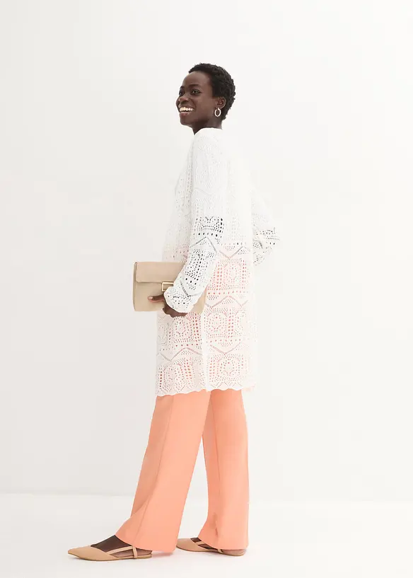 Cardigan lungo traforato, bonprix