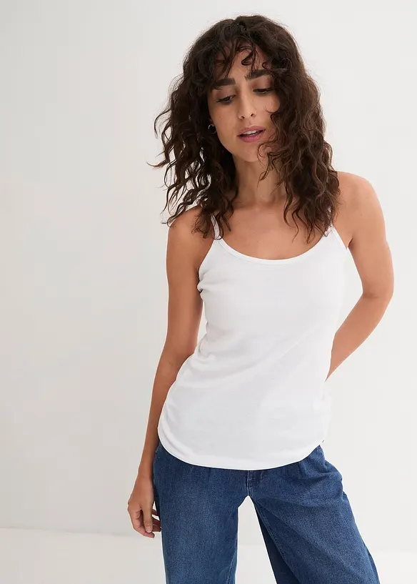Top con spalline sottili in puro cotone (pacco da 3), bonprix