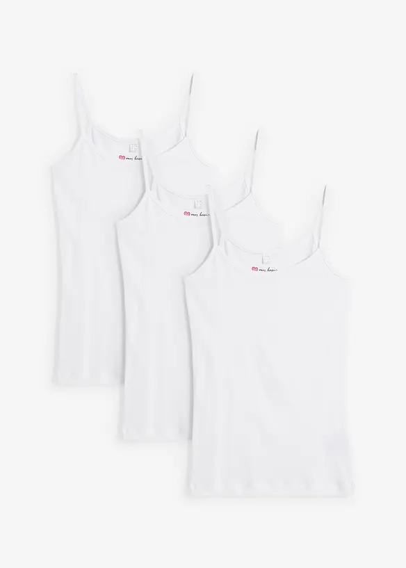 Top con spalline sottili in puro cotone (pacco da 3), bonprix