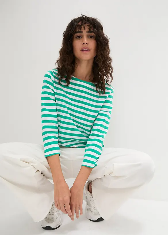 Maglia con maniche a 3/4 e scollo a barca, bonprix