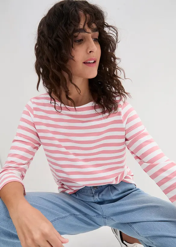 Maglia con maniche a 3/4 e scollo a barca, bonprix