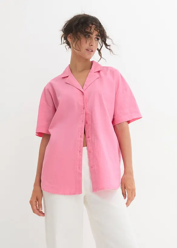 Camicetta casual oversize in misto lino leggero, bonprix