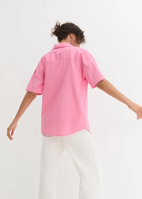 Camicetta casual oversize in misto lino leggero, bonprix