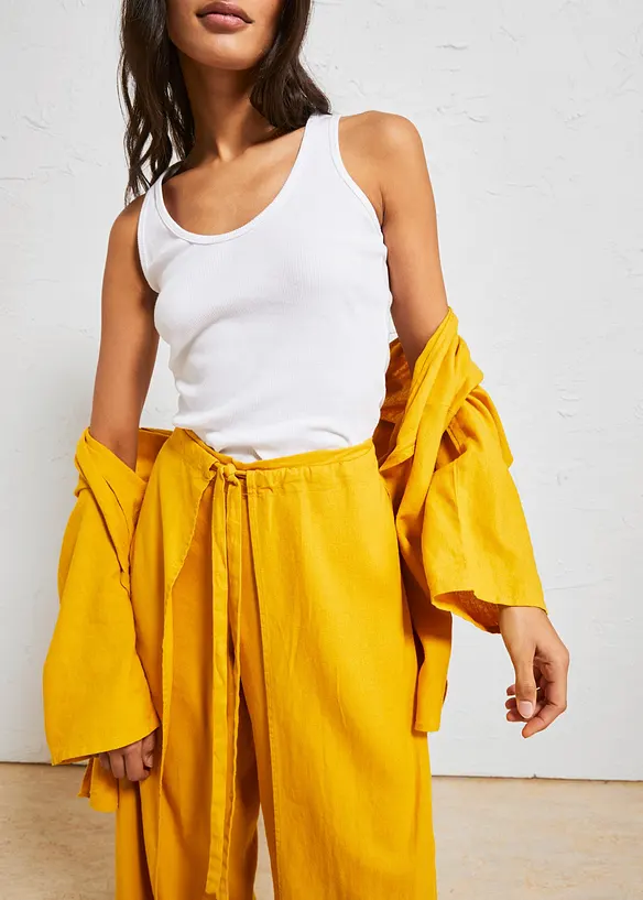 Pantaloni a palazzo in misto lino fresco, bonprix