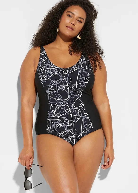 Costume intero con scollatura a V e effetto modellante leggero, bonprix