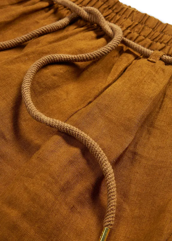 Pantaloni in puro lino con elastico in vita, bonprix