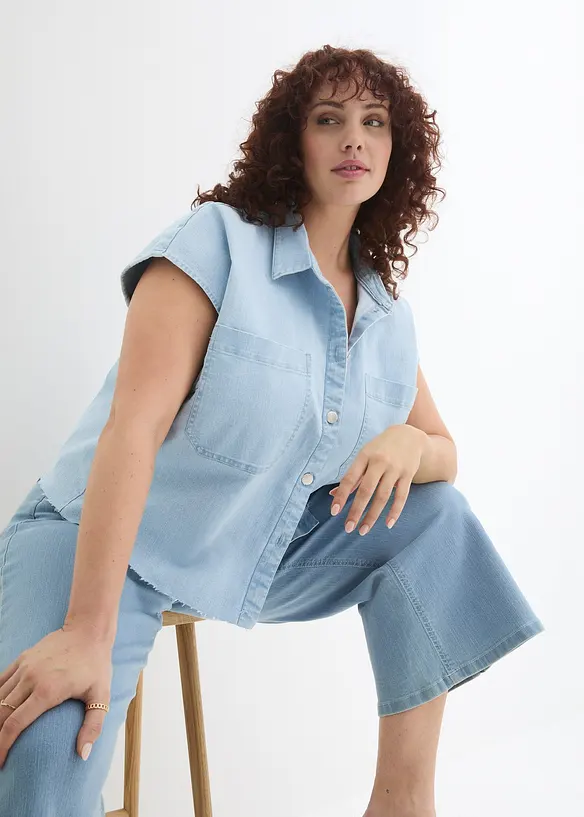 Camicia di jeans boxy cropped, bonprix