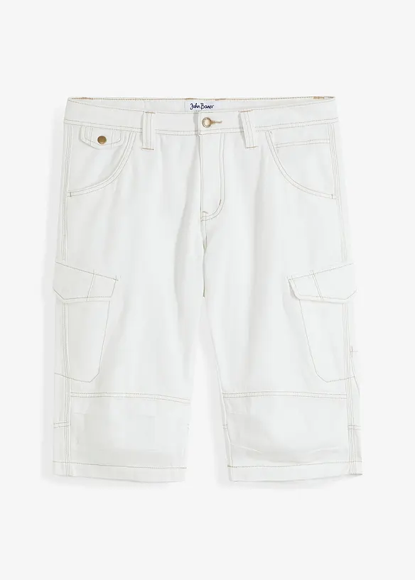 Bermuda cargo lunghi elasticizzati in jeans leggeri, relaxed fit, bonprix