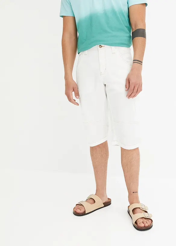 Bermuda cargo lunghi elasticizzati in jeans leggeri, relaxed fit, bonprix